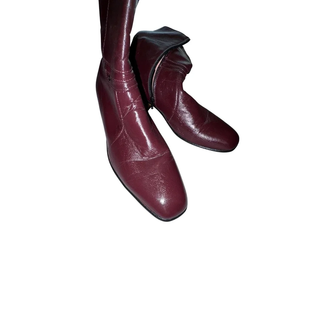Innovation Mens Burgundy Leather‎ Side Zip Ankle Boots Square Toe MX 30 US 11